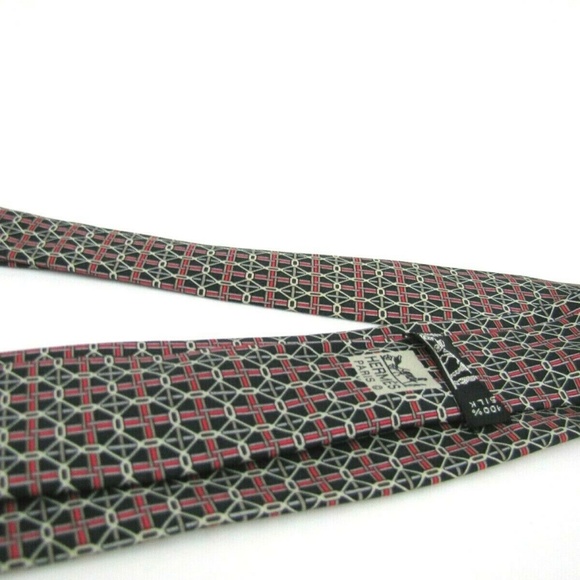 HERMES PARIS Tie 7023 TA Navy Blue Chain Link - Picture 8 of 8